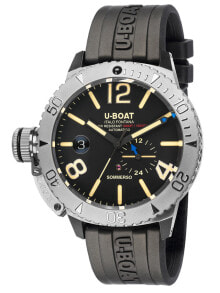 Мужские наручные часы с черным силиконовым ремешком  U-Boat 9007A Sommerso Automatic 46mm 30ATM