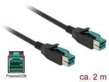 Компьютерные разъемы и переходники deLOCK 85493 кабель питания Черный 2 m PoweredUSB