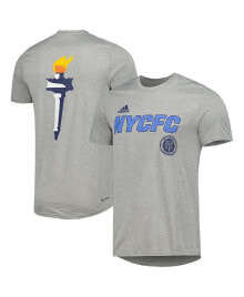 adidas men's Heather Gray New York City FC Team Jersey Hook AEROREADY T-shirt