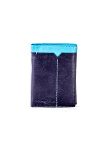 Мужское портмоне кожаное синие вертикальное без застежки Factory Price Portfel-CE-PR-MR03-SNN.95-brzowy