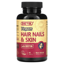 Витамины и БАДы для кожи deva, Vegan Hair Nails & Skin with Biotin, 90 Tablets