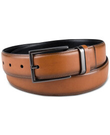 Men's Burnished Edge and Metal Loop Dress Belt, Created for Macy's