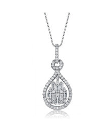 Купить кулоны и подвески Rachel Glauber: White Gold Plated with Cubic Zirconia Door Knocker Love Knot Pendant Necklace