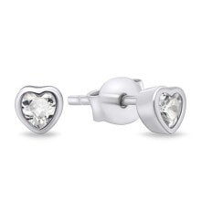 Ювелирные серьги delicate silver earrings with zircons Hearts EA599W