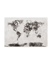 Trademark Global michael Tompsett Watercolor Map of the World Map Gray Canvas Art - 20