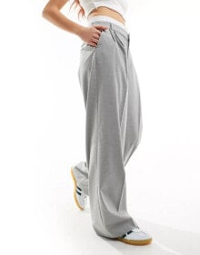 Stradivarius tailored trouser with contrast waistband in grey купить онлайн