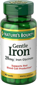 Железо Nature's Bounty Gentle Iron   Бисглицинат железа с витаминами группы В для поддержания выработки красных кровяных телец 90 капсул