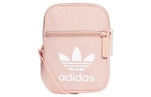 adidas originals 三叶草 大Logo运动休闲 聚酯纤维 单肩包斜挎包 男女同款情侣款 白色配粉色 / Сумка Adidas Originals DV2406 Диагональная