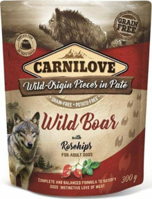 Купить влажные корма для собак CARNILOVE: Carnilove Carnilove konservai šunims Pate Wild Boar with Rosehips 300g