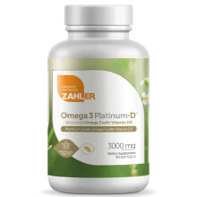 Рыбий жир и Омега 3, 6, 9 Zahler Omega 3 Platinum Омега 3 из тунца + витамин D3 2000 мг 90 гелевых капсул с лимонным вкусом