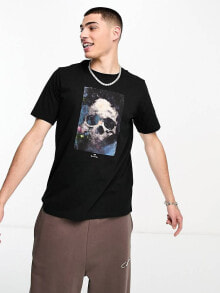 Men's T-shirts and T-shirts pS Paul Smith – T-Shirt in Schwarz mit Totenkopf-Grafik vorne