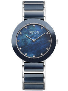 Женские наручные кварцевые часы Bering нержавеющая сталь, керамический браслет. Водонепроницаемость: 3 АТМ.  Антибликовое, сапфировое стекло защищает.