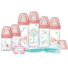 Бутылочки и ниблеры для малышей набор детских бутылочек DODIE из 6 бутылочек. 2 по 150 мл, 2 по 270 мл, 2 по 330 мл., 1 ершик, 1 пустышка, розовый.