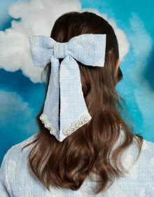 Купить средства для ухода за волосами Sister Jane: Sister Jane lace trim bow hairclip in blue