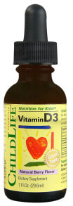 Витамин D childLife, витамин D3, со вкусом натуральных ягод, 30 мл (1 жидк. унция)