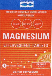 Магний trace Minerals Research Magnesium Effervescent Tablets Box Orange Магний в шипучих таблетках с апельсиновым вкусом  10 таблеток