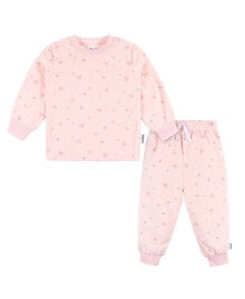 Купить детские комплекты одежды для малышей Gerber: Baby Girls Baby Long Sleeve Top and Pant Fleece Pajamas, 2-piece