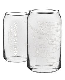 NARBO tHE CAN Seattle Map 16 oz Everyday Glassware, Set of 2