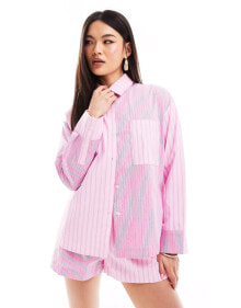Купить женские рубашки The Couture Club: The Couture Club co-ord spliced stripe shirt in pink