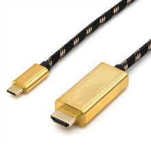 ROLINE 11.04.5847 кабельный разъем/переходник USB Type C HDMI Черный, Золото
