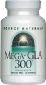Рыбий жир и Омега 3, 6, 9 Source Naturals Mega GLA 300 Масло семян бурачника холодного отжима 60 гелевых капсул
