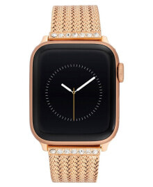 Anne Klein women's Rose Gold-Tone Stainless Steel Mesh Bracelet with Crystal Accents Compatible with 42/44/45/Ultra/Ultra 2 Apple Watch