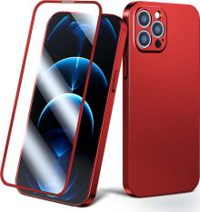 Joyroom Joyroom 360 Full Case etui pokrowiec do iPhone 13 Pro Max obudowa na tył i przód + szkło hartowane czerwony (JR-BP928 red)