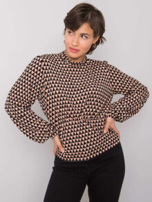 Женские блузки и кофточки Женская блузка с объемным длинным рукавом черно-бежевая Factory Price