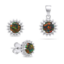 Ювелирные серьги beautiful opal jewelry set SET231WBC (earrings, pendant)