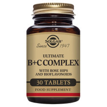 Витамины группы В SOLGAR Ultimate B+C Complex --Комплекс витаминов B+C с шиповником  30 таблеток