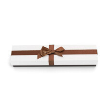 White gift box with brown ribbon KP9-20