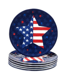 Certified International stars and Stripes Melamine Plate Set, 6 Piece