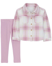 Baby 2-Piece Plaid Fleece Shacket & Legging Set