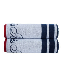 Brooks Brothers nautical Blanket Stripe 2 Piece Turkish Cotton Bath Sheet Set