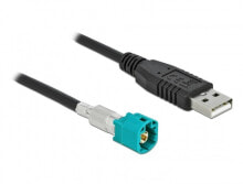 Комплектующие для телекоммуникационных шкафов и стоек DeLOCK 90489 коаксиальный кабель 0,5 m HSD Z USB 2.0 Type-A Черный