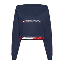 Women’s Sweatshirt without Hood Tommy Hilfiger Crop V Neck Dark blue