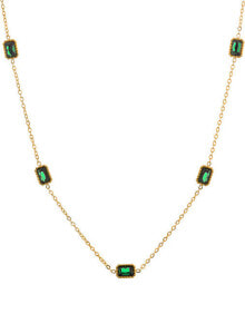 Ювелирные колье charming gilded necklace with green crystals