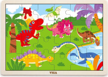 Деревянные пазлы для детей пазл в рамке Viga, 24 детали динозавры 51460