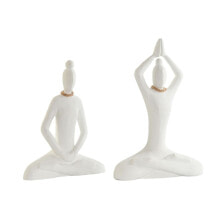 Decorative Figure DKD Home Decor White Natural Oriental Yoga 25 x 8 x 36 cm (2 Units)