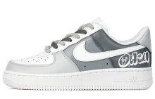 【定制球鞋】 Nike Air Force 1 Low 莫兰迪 复古 涂鸦 低帮 板鞋 女款 灰白 / Кроссовки Nike Air Force DD8959-100