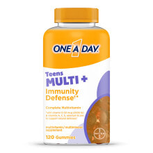 Витаминно-минеральные комплексы one-A-Day Teens Multi + Immunity Defense Мультивитаминный комплекс с витамином D 50 мкг (2000 МЕ) и витаминами A, C, E, селен и цинк для поддержки естественной защиты организма 120 мармеладок