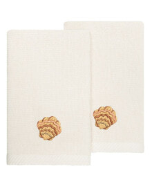 Linum Home textiles Turkish Cotton Aaron Embellished Fingertip Towel Set, 2 Piece