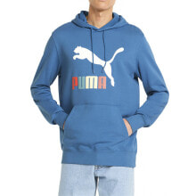 Puma Classics Logo Interest Pullover Hoodie Mens Blue Casual Outerwear 53465348