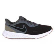 Мужская спортивная обувь для бега Мужские кроссовки спортивные для бега черные текстильные низкие с белой подошвой Nike Revolution 5
