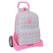 School Rucksack with Wheels Moos Flores 30 x 46 x 14 cm