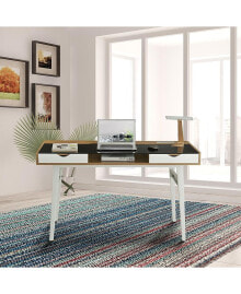 Simplie Fun compact Computer Desk with Multiple Storage, Walnut