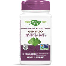 Гинкго Билоба Natures Way Ginkgo Standardized  Экстракт листьев гинкго билоба 60 растительных капсул