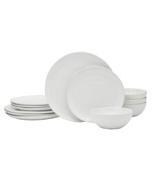 Fitz and Floyd everyday Whiteware 12 Piece Dinnerware Set, Service for 4