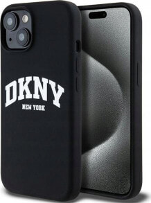 DKNY DKNY Liquid Silicone White Printed Logo MagSafe - Etui iPhone 15 Plus / 14 Plus (czarny)