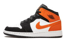 Jordan Air Jordan 1 Mid Shattered Backboard 合成革 扣碎篮板 减震防滑耐磨 中帮 复古篮球鞋 GS 黑橙 / Кроссовки Jordan Air Jordan 554725-058